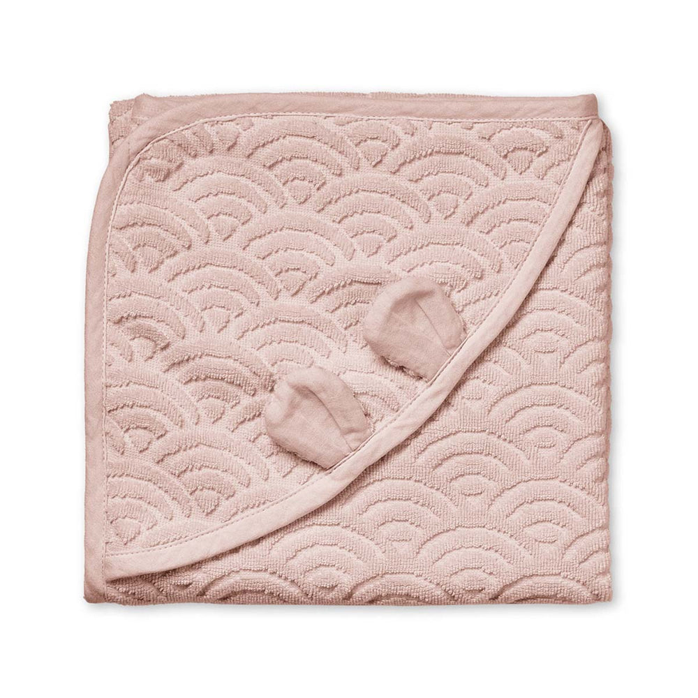 Een schattige, warme en zachte badcape van Cam Cam Copenhagen in de kleur dusty rose. Afmeting 80x80 cm, met schattige oortjes. Gebruik hem thuis, bij het zwembad of op het strand. VanZus