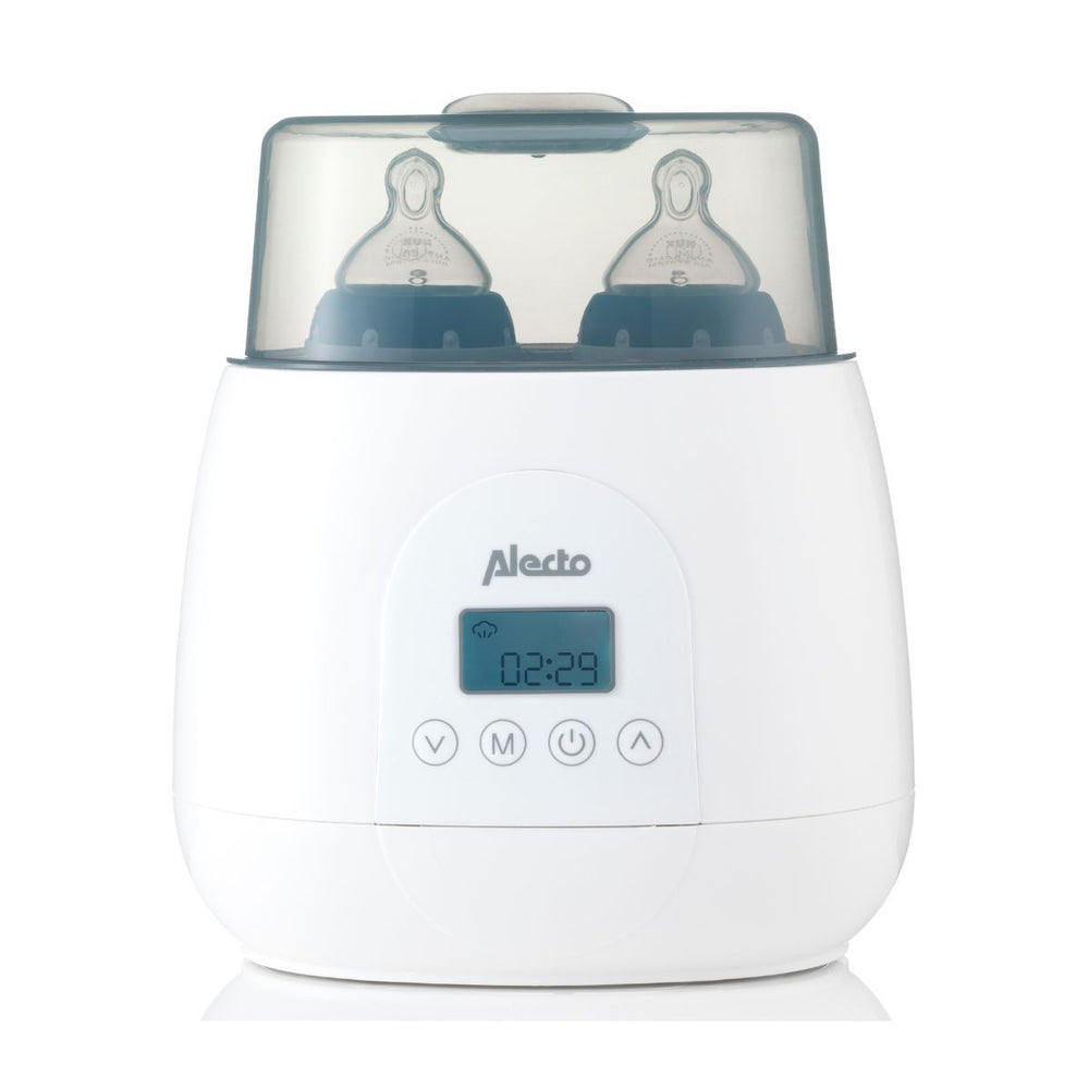 Praktische flessenwarmer voor de babyuitzet: de Alecto fleswarmer BW700TWIN. Supersnel verwarmen, ontdooien van gekolfde melk of babyhapje en een handige sterilisatie optie. Twee flessen tegelijk. VanZus