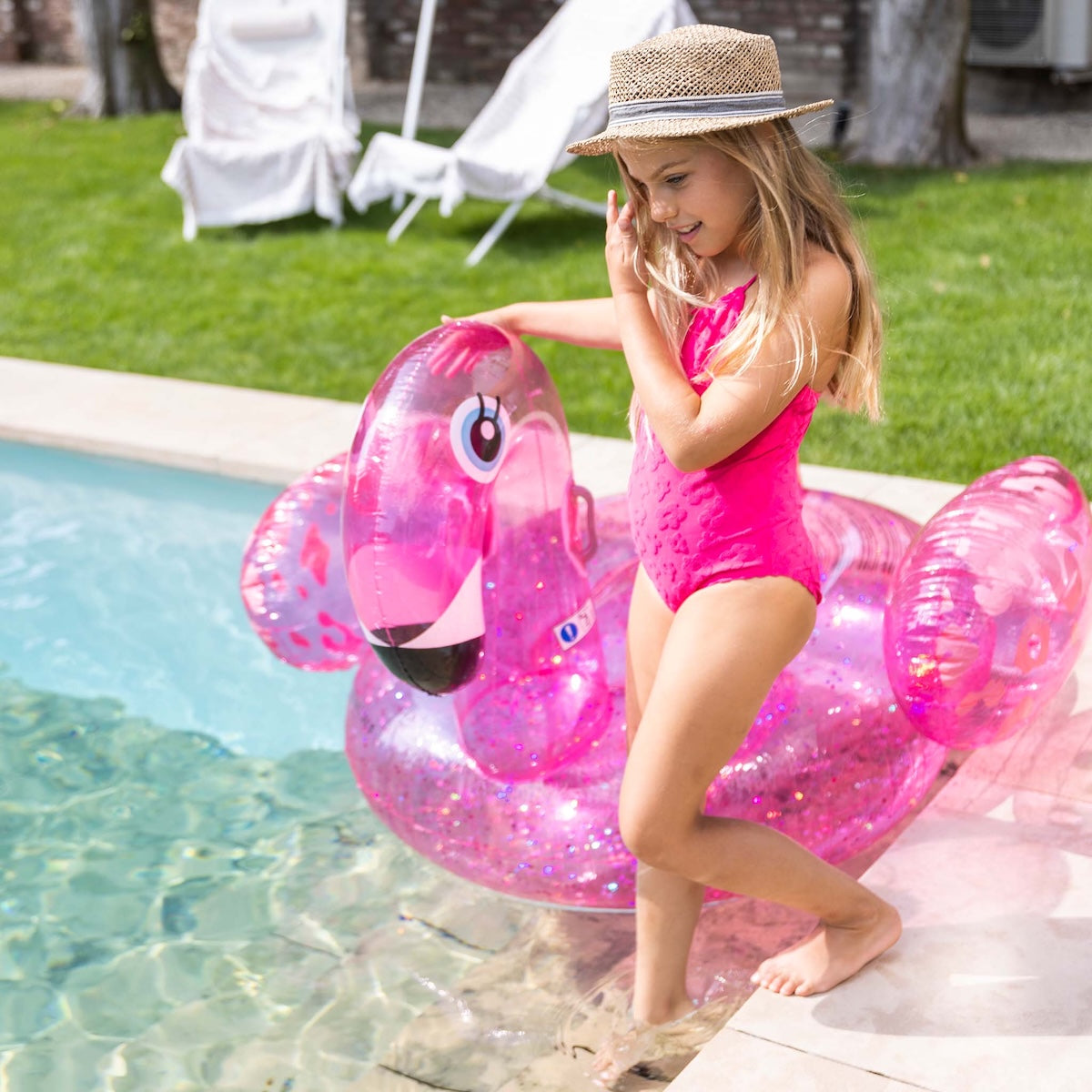 Swim Essentials luchtbed flamingo neon panter