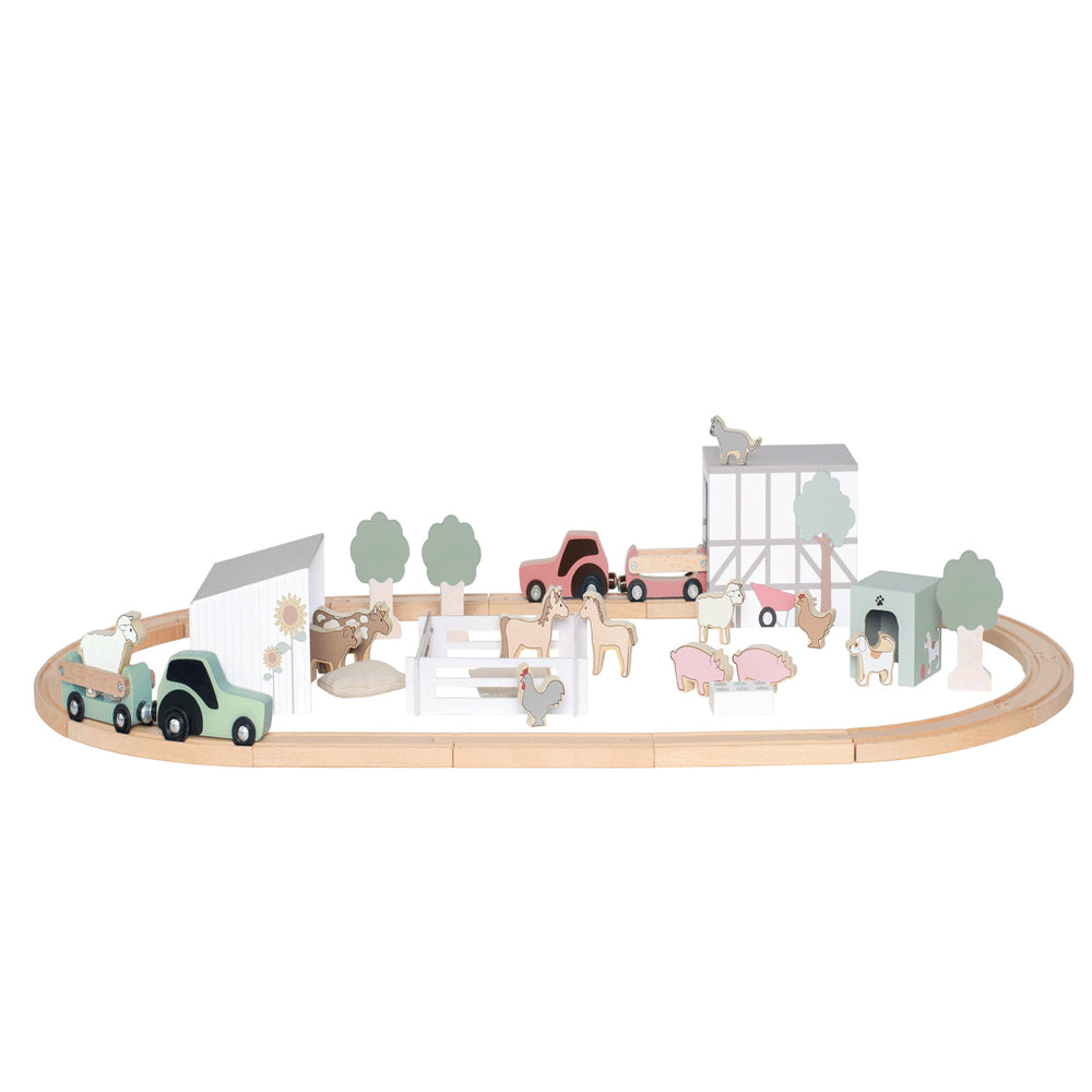 Uren speelplezier met de boerderij autobaan met dieren van Jabadabado. Klik de rails in elkaar, vervoer de diertjes in de tractor met aanhanger en spelen maar. Gemaakt van hoogwaardige kwaliteit. VanZus