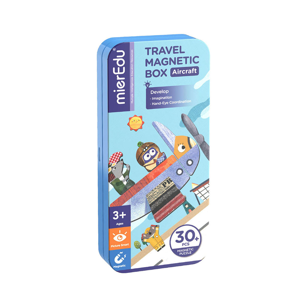 Het perfecte speelgoed voor onderweg: de magnetische puzzeldoos vliegtuigen van MierEdu. 30-delig, magnetische puzzelstukjes in handige meeneem doos. Vanaf 3 jaar. In diverse varianten. VanZus