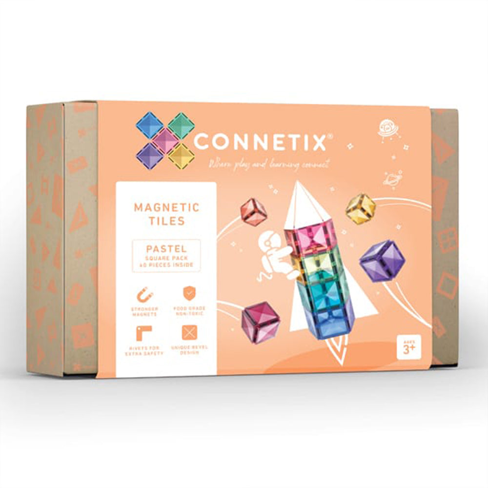 Breid je Connetix collectie uit met deze pastel square pack 40 stuks. Deze set bevat zowel grote als standaard vierkanten in elke pastelkleur, waarmee je kindje extra coole bouwwerken kan maken. VanZus