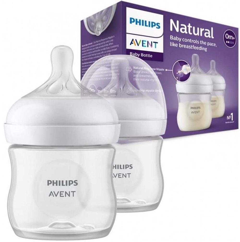De Philips Avent babyflessen natural response 125 ml 2 stuks met natural response speen ondersteunen het natuurlijke zuigritme van je baby. Inhoud: 2x 125 ml. Vanaf 0+ maand. Speen voor 0+ maand (uitvloei 1 druppel). VanZus.