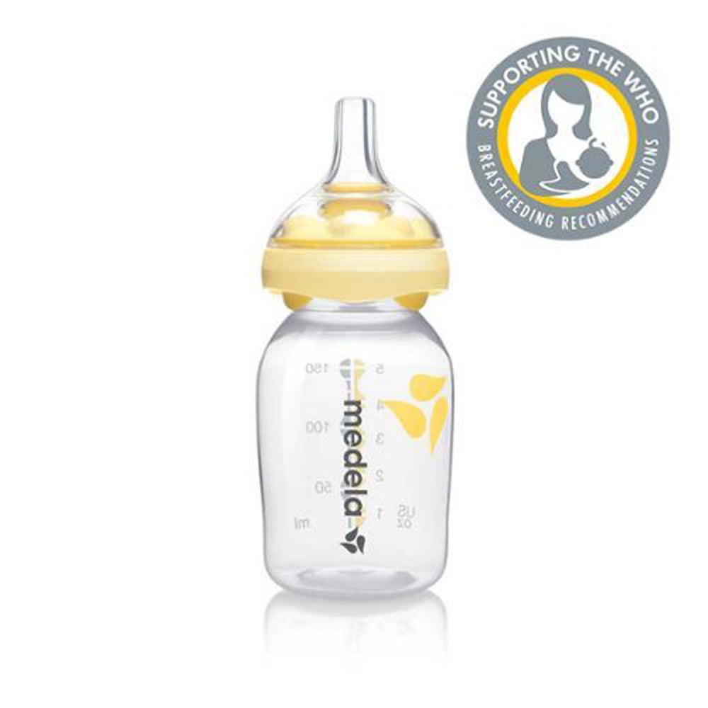 De Medela fles met flesspeen calma 150 ml is een flesspeen met flesje, die de natuurlijke zuigmethode van de baby, een zeer intensieve inspanning, het beste nabootst. Set bevat een flesje van 150 ml en een Calma flesspeen.