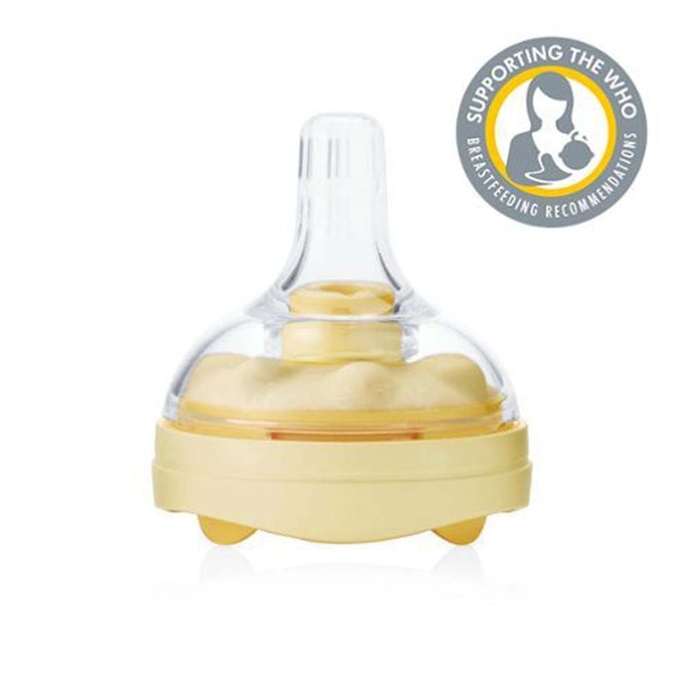 De Medela flesspeen calma is een losse flesspeen zonder flesje, die de natuurlijke zuigmethode van de baby, een zeer intensieve inspanning, het beste nabootst. Set bevat een Calma flesspeen, flesje apart verkrijgbaar.