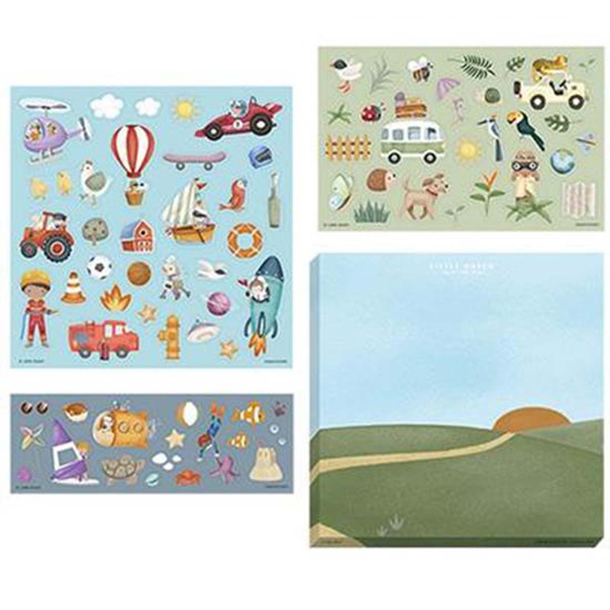Voor creatieve kindjes:  stickers jim & friends van het merk Little Dutch. De stickerset bestaat uit 3 stickervellen met meer dan 70 stickers en een achtergrond die versierd kan worden. Vanaf 3 jaar. VanZus
