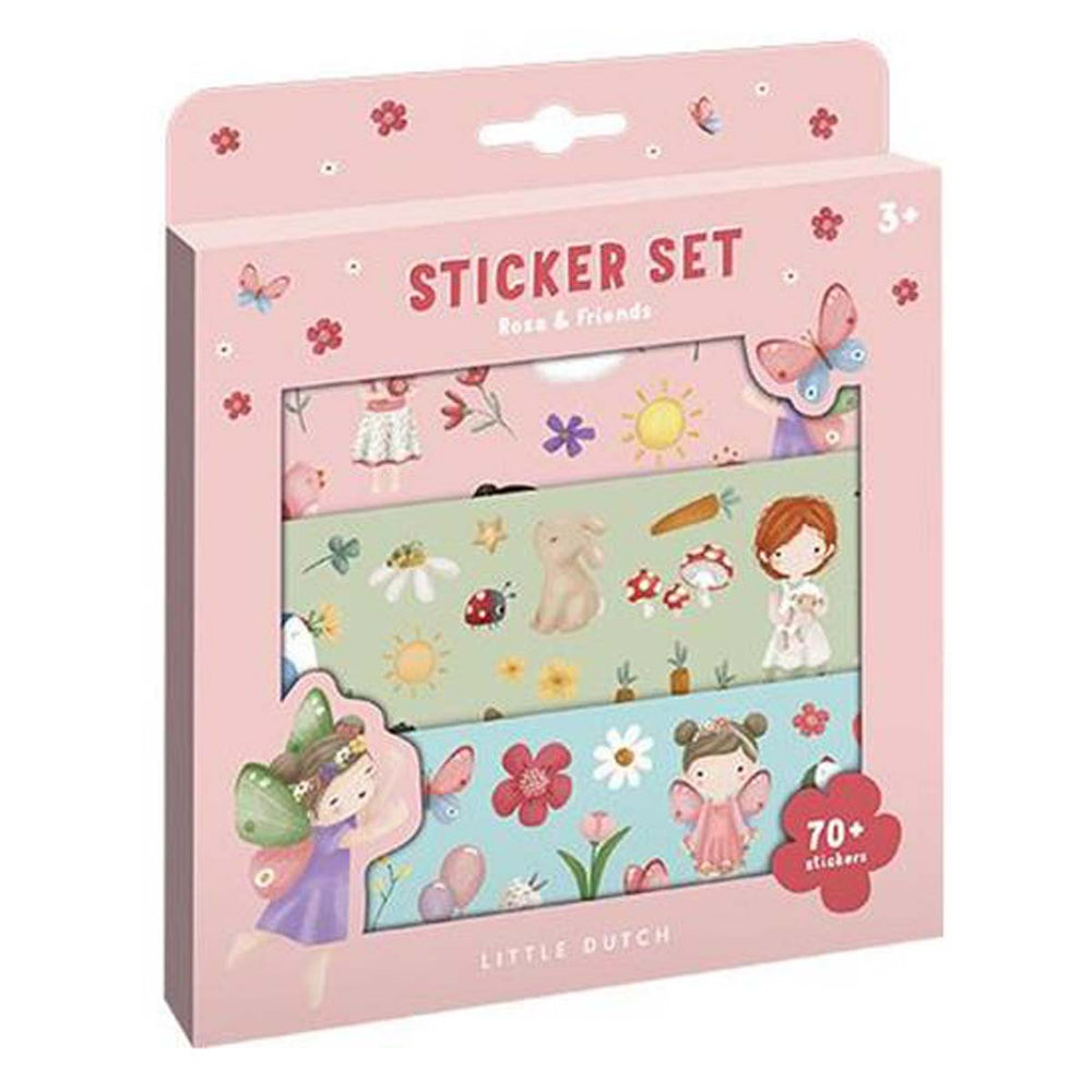 Voor creatieve kindjes:  stickers rosa & friends van het merk Little Dutch. De stickerset bestaat uit 3 stickervellen met meer dan 70 stickers en een achtergrond die versierd kan worden. Vanaf 3 jaar. VanZus