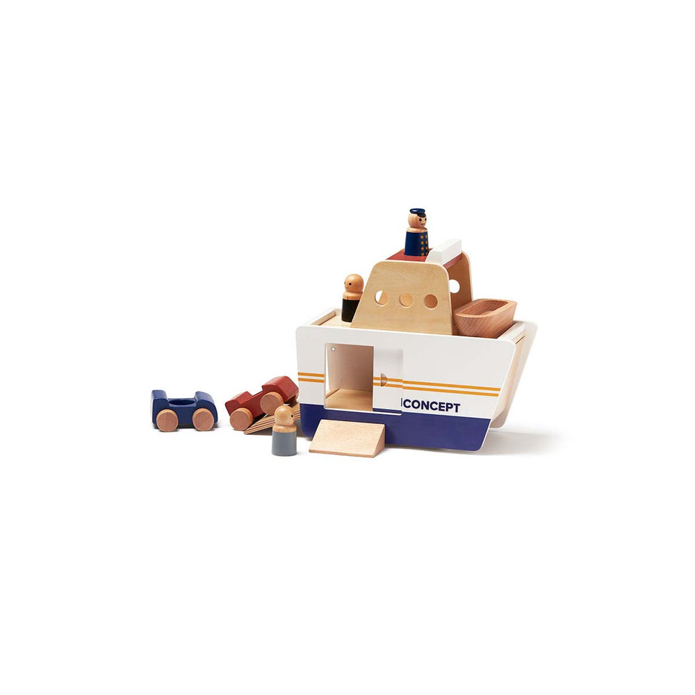 Schip Ahoy! Hier komt Kid’s Concept veerboot AIDEN aan! Deze super leuke houten veerboot brengt passagiers van de ene naar de andere haven. Ze kunnen gewoon zo instappen óf met de auto de boot op rijden. VanZus.
