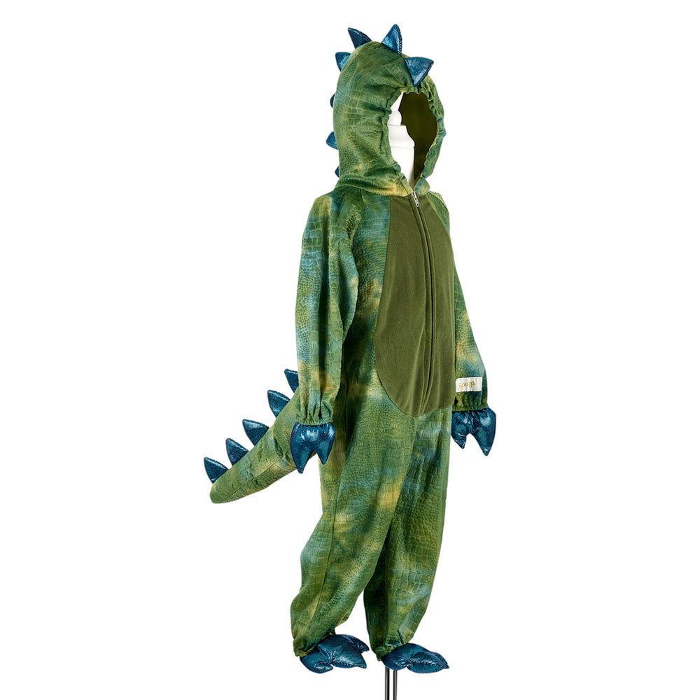 Tover jouw mini om tot stoere dino met de jumpsuit Tyrannosaurus in de kleur groen van het merk Souza! Prachtige verkleedkleding in zachte stof, met stoere stekels en capuchon. VanZus