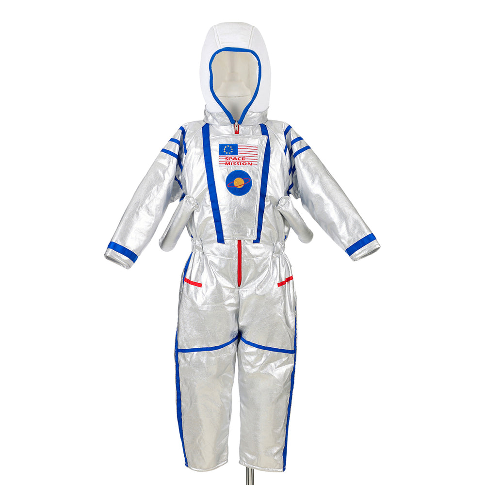 Ga op ruimtereis met de verkleedkleding Spaceman van het merk Souza! Een stoer ruimtepak met rood en blauwe strepen, een capuchon en rits aan de voorkant om hem eenvoudig aan te trekken. Leeftijd 3-4 jaar. VanZus