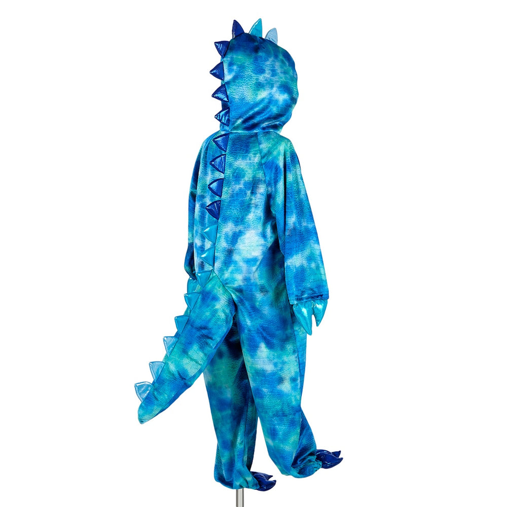 Tover jouw mini om tot stoere dino met de jumpsuit Tyrannosaurus in de kleur blauw van het merk Souza! Prachtige verkleedkleding in zachte stof, met stoere stekels en capuchon. VanZus