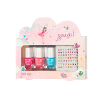 Laat de creativiteit van je kleintje schitteren met de kindernagellak en nagelstickers Elf van Souza! 3-pack nagellakjes op waterbasis. Geschikt vanaf 3 jaar. Ook leuk als cadeau! VanZus