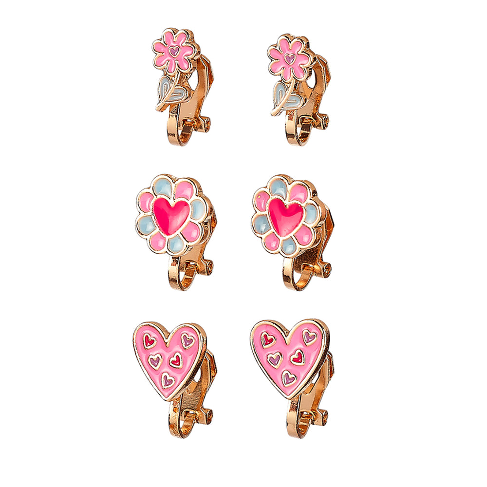 3-pack oorclips in de variant bloemen van het merk Souza! Schattige set van oorbellen in de vorm van hartjes en bloemen. Leuk om af te wisselen of om te combineren. Ook leuk als cadeau. VanZus