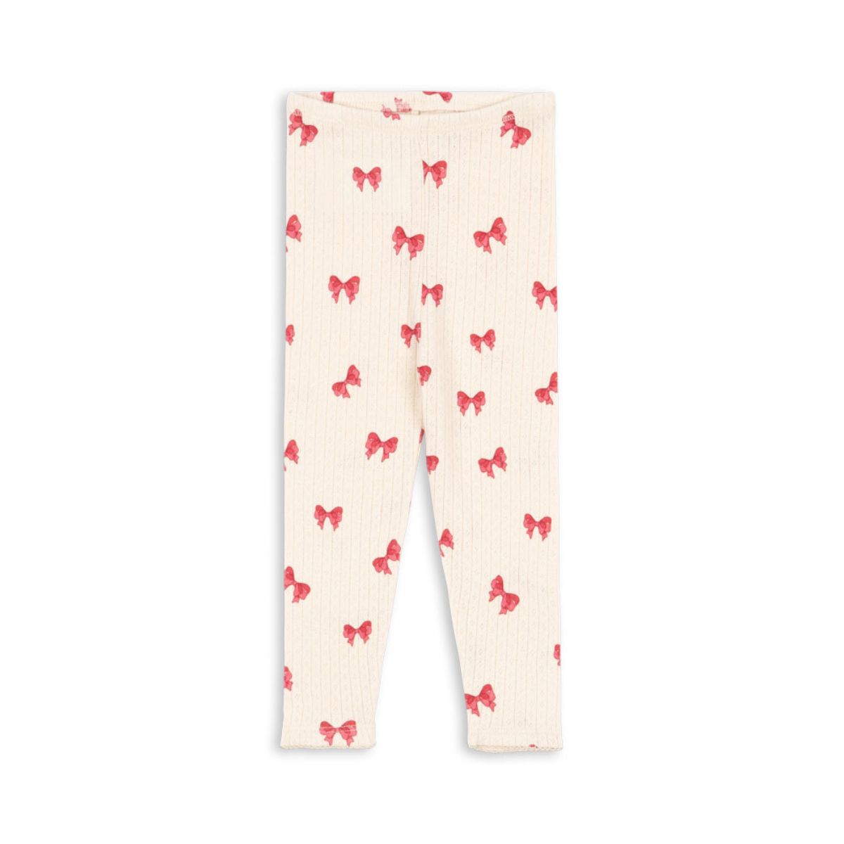 De Konges Slojd minnie broek rosia bow is een schattige en comfortabele broek voor je kleintje. Gemaakt van 100% biologisch katoen, is deze roze broek perfect voor de tere babyhuid. Met een print van roze strikjes en een schattig pointelle design, is deze broek een echte eyecatcher! VanZus
