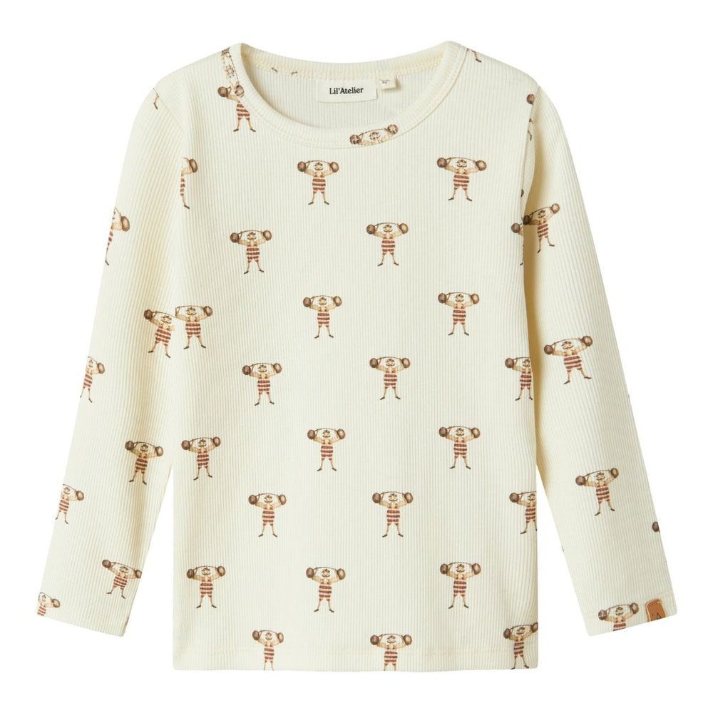 Het Lil' Atelier lavo enk slim shirt in de kleur turtledove strong man is een must-have voor de garderobe van je kind. VanZus
