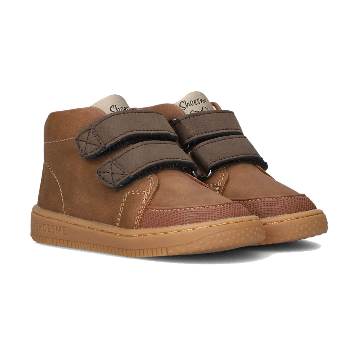 Baby-proof sneakers van Shoesme in brown duo kunnen altijd gedragen worden. Gemaakt van leer, met veters en anti-slipzool. In verschillende kleuren en maten. VanZus