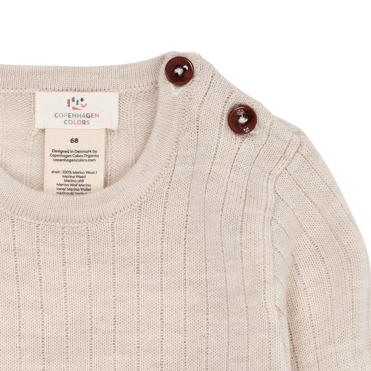 Het Copenhagen Colors merino rib rompertje pale cream melange voelt zacht aan en houdt goed warmte vast. Gemaakt van 100% Merinowol, dus ideaal voor de winter. VanZus