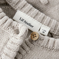 Het baby gable knit vestje in de kleur oxford tan van het merk Lil' Atelier is een must-have voor elke babygarderobe. Dit stijlvolle gebreide vestje, gemaakt van 80% biologisch katoen en 20% gerecycled katoen, biedt niet alleen comfort, maar ook een duurzame keuze.VanZus