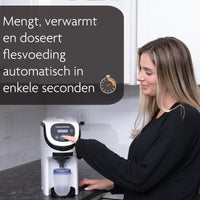 De nieuwe Baby Brezza formula pro mini flesvoedingmaker is een geweldig apparaat om razendsnel een warme fles voor je kleintje te maken.  Het apparaat mengt, verwarmt en doseert melkpoeder automatisch met slechts één druk op de knop tot de juiste dikte en op lichaamstemperatuur. VanZus