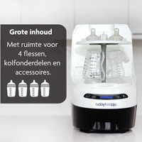 Ontdek de Baby Brezza bottle washer pro sterilisator, de ultieme oplossing voor het reinigen van babyflesjes. Deze flessenwasser wast, steriliseert en droogt elk onderdeel van de fles, inclusief de moeilijk bereikbare plekken, met behulp van 20 hogedrukstralen. VanZus