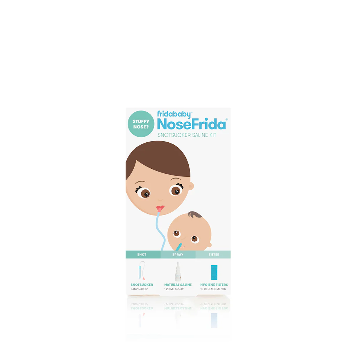 Frida Baby NoseFrida aspirator 3 in 1 set kan je slijm uit het verstopte neusje van jouw baby of kleintje zuigen. De set bevat ook 24 hygiënische filters voor de neuszuiger en een extra tool: een 3-IN-1-grijper. VanZus.