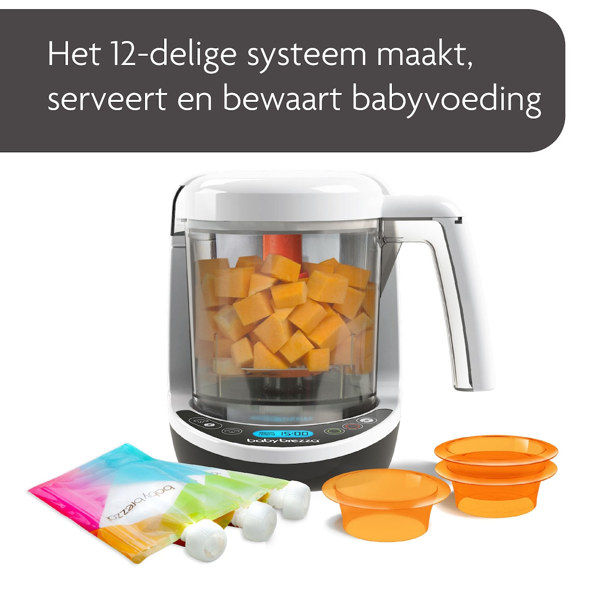 Maak het bereiden van gezonde, verse babyvoeding eenvoudig met de Baby Brezza food maker deluxe. Deze handige babyvoedingmaker stoomt en mixt in één stap, zonder dat je het eten hoeft over te scheppen zoals bij veel andere apparaten. Binnen slechts 10 minuten bereid je tot 900 ml voedzame maaltijden voor je kleintje. VanZus