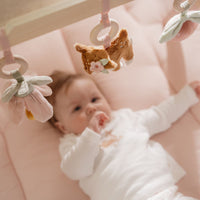 De Little Dutch babygym uit de fairy garden-collectie is kleurrijk en prikkelt de nieuwsgierigheid van je baby met schattige elfjes, rammelaars en knispergeluiden. Perfect als kraamcadeau! VanZus