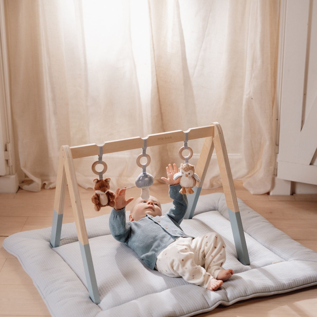 De Little Dutch babygym uit de forest friends-collectie is kleurrijk en prikkelt de nieuwsgierigheid van je baby met schattige bosvriendjes en diverse speelelementen. Ideaal als kraamcadeau! VanZus