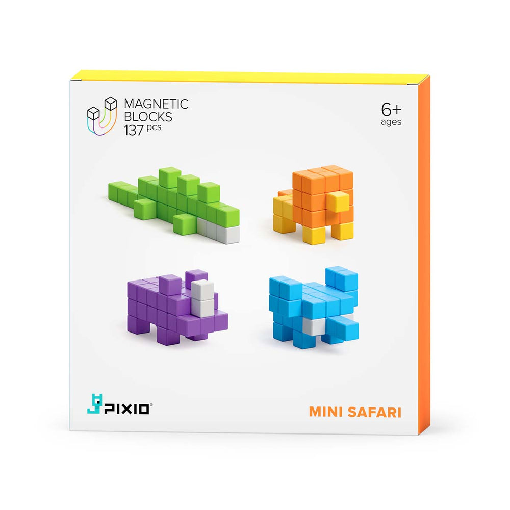 Met de PIXIO Mini Safari set kun je je creativiteit helemaal kwijt. Met deze magnetische blokken kun je 3D pixel kunstwerken maken. In de set vind je 80 magnetische blokken in verschillende 4 kleuren. In de app word je meegenomen om stap voor stap de mooiste creaties te maken met dit magneetspeelgoed. VanZus.