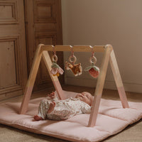 De Little Dutch babygym uit de fairy garden-collectie is kleurrijk en prikkelt de nieuwsgierigheid van je baby met schattige elfjes, rammelaars en knispergeluiden. Perfect als kraamcadeau! VanZus