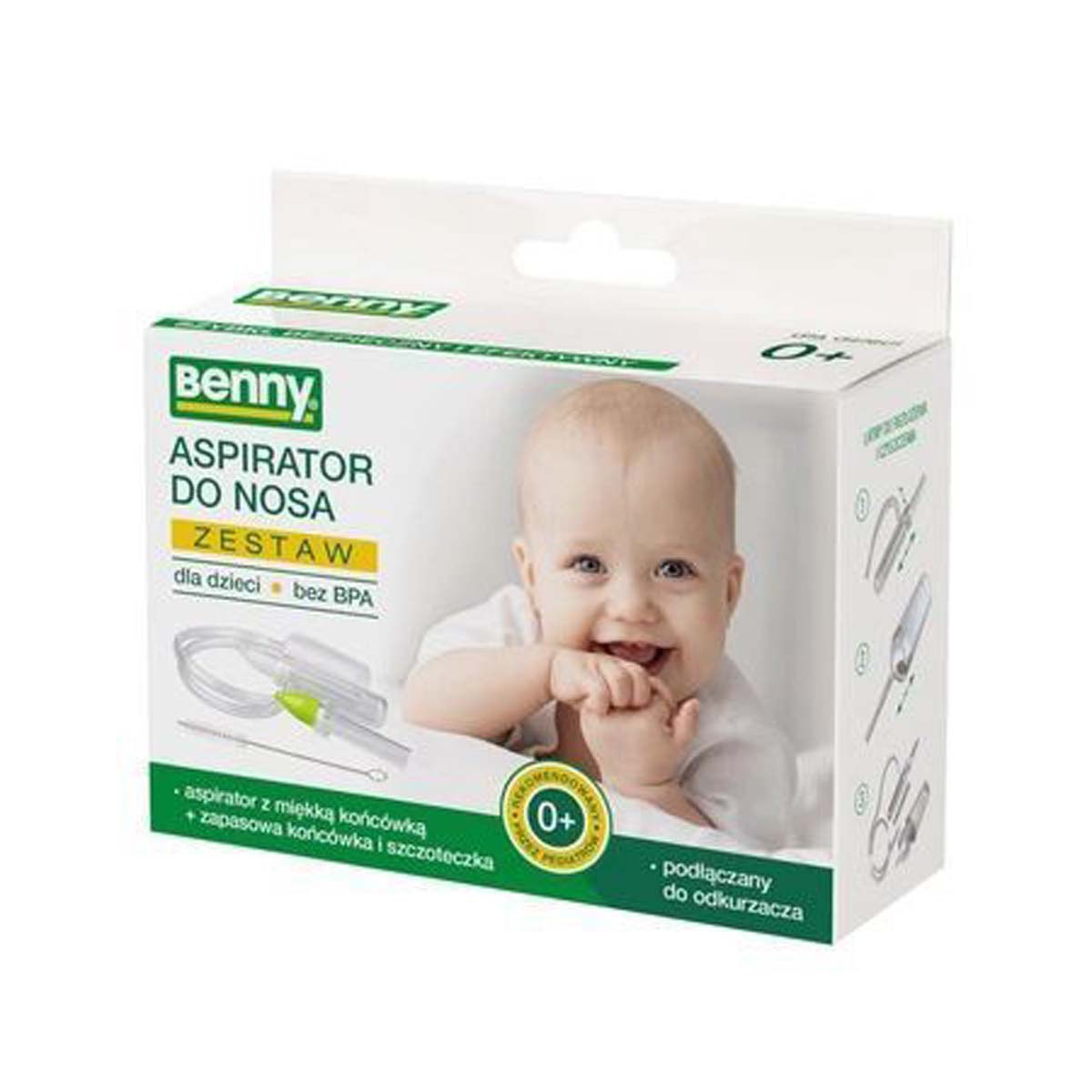 Abakusbaby Benny neusaspirator is een hulpmiddel om de neus van jouw kindje vrij te maken van slijm. Dit doe je met het neusstuk in het neusje te plaatsen en dan te zuigen. Veilig vanaf de geboorte. VanZus.