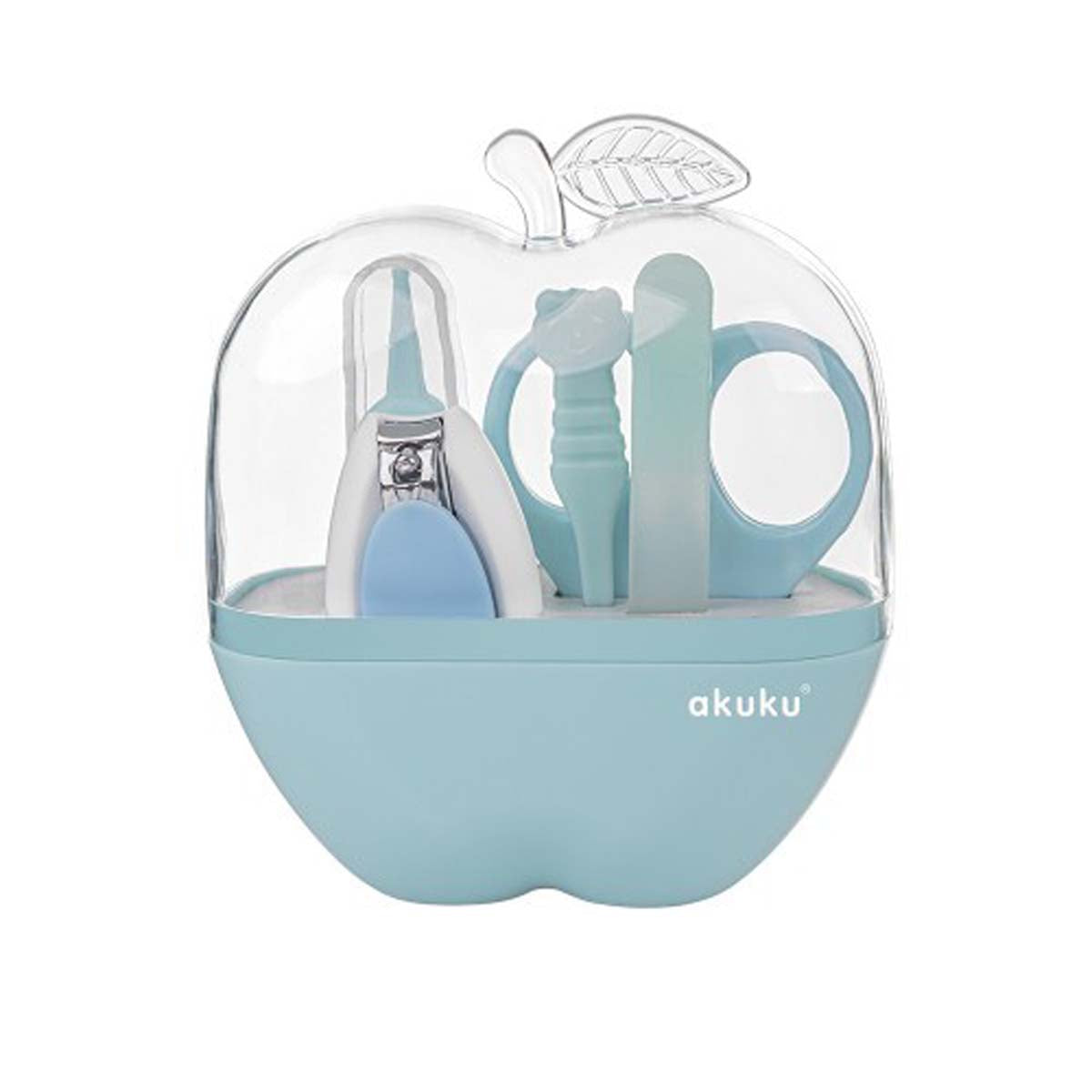 De Akaku baby nagelsetje blue is een set met o.a. een nagelschaar en een ergonomische nagelknipper met brede handgreep, die goed in de hand ligt met een kleine knipkop, die hem geschikt maakt voor kleine nageltjes. VanZus.