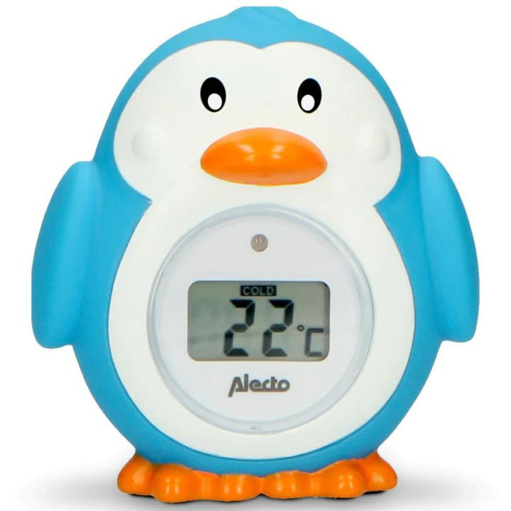 Meet de temperatuur van het badje of de slaapkamer van jouw kindje met de thermometer pinguïn BC-11 van Alecto. Nauwkeurige meting met een meetbereik van 0-50 graden. Bij hoger dan 39 graden gaat het alarm af. VanZus