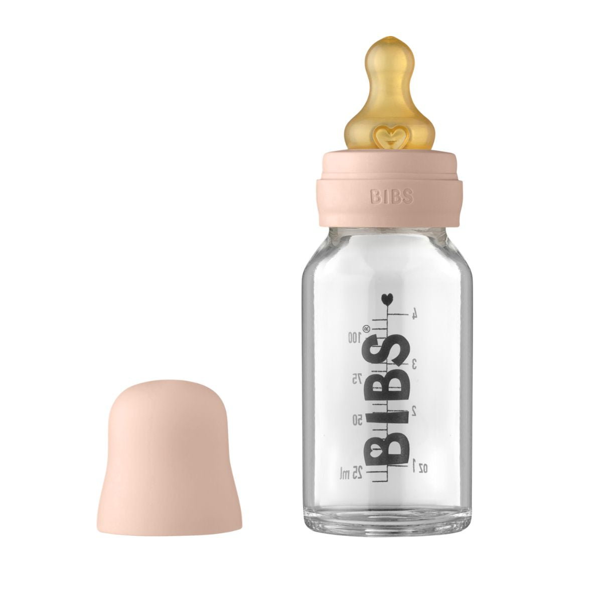 De beste start met de BIBS glazen babyfles latex 110 ml in blush. Gemaakt van hittebestendig borosilicaatglas met een 100% natuurlijk latex speen, imiteert het de moederborst. Vrij van BPA, PVC en ftalaten. VanZus