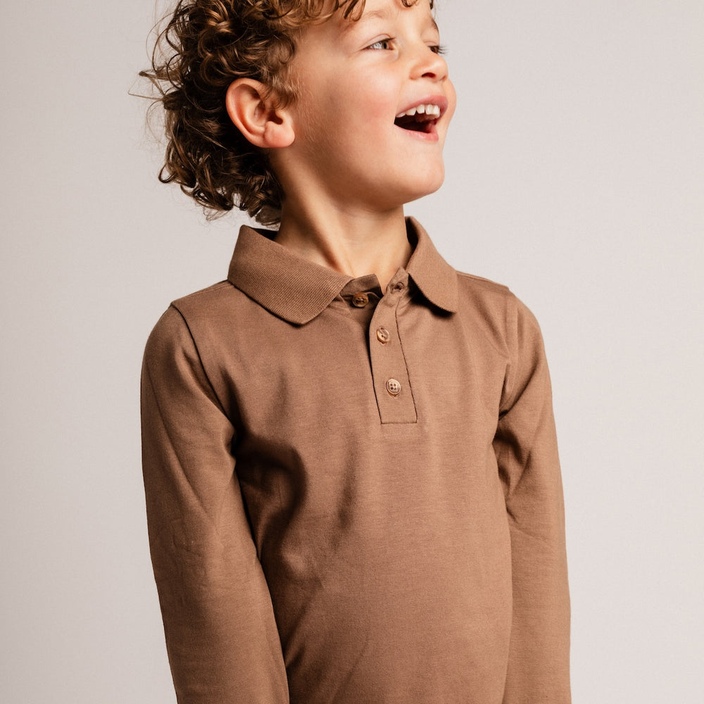 Baje Studio broc polo lange mouwen brown cacao