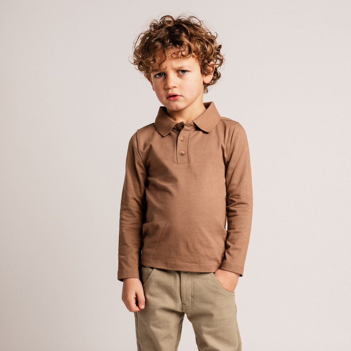 Baje Studio broc polo lange mouwen brown cacao