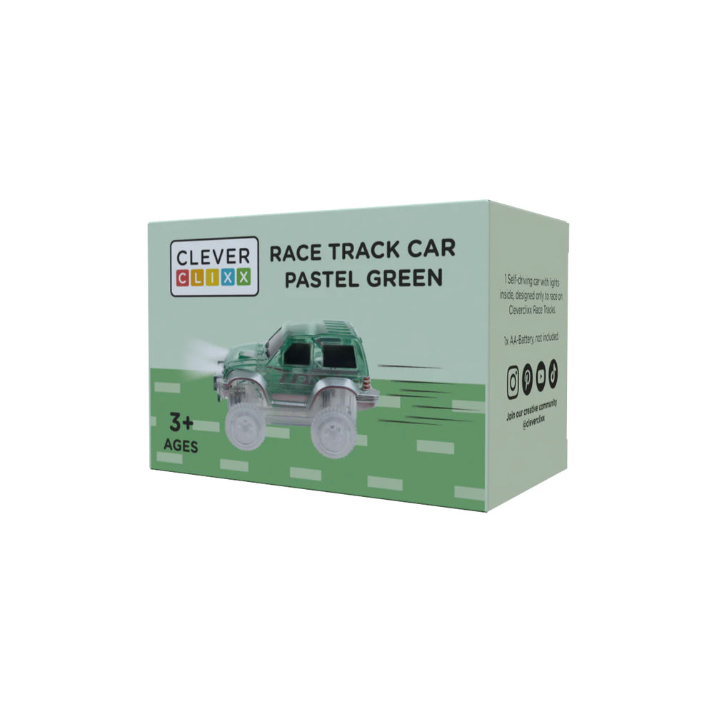 De Cleverclixx race track car raceauto groen is de perfecte toevoeging voor iedereen met de Cleverclixx intense racebaan. Niets leuker dan over de racebaan heen racen met een toffe auto. VanZus.