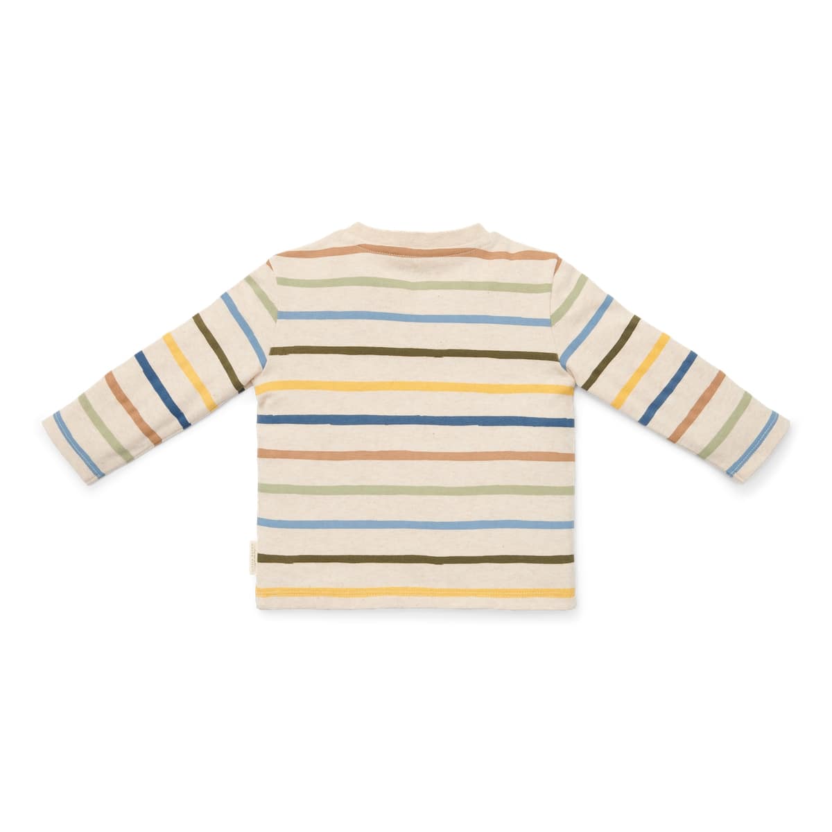 Ga lekker op avontuur in het gestreepte t-shirt met lange mouw in de variant stripe van Little Dutch. De vrolijke kleuren en strepen van deze longsleeve maken het een heerlijk draagbaar shirt. VGemaakt van zacht off-white biologisch katoen, met strepen in aardetinten. Het borstzakje voegt een speels detail toe.  VanZus