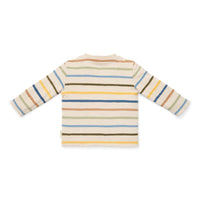 Ga lekker op avontuur in het gestreepte t-shirt met lange mouw in de variant stripe van Little Dutch. De vrolijke kleuren en strepen van deze longsleeve maken het een heerlijk draagbaar shirt. VGemaakt van zacht off-white biologisch katoen, met strepen in aardetinten. Het borstzakje voegt een speels detail toe.  VanZus