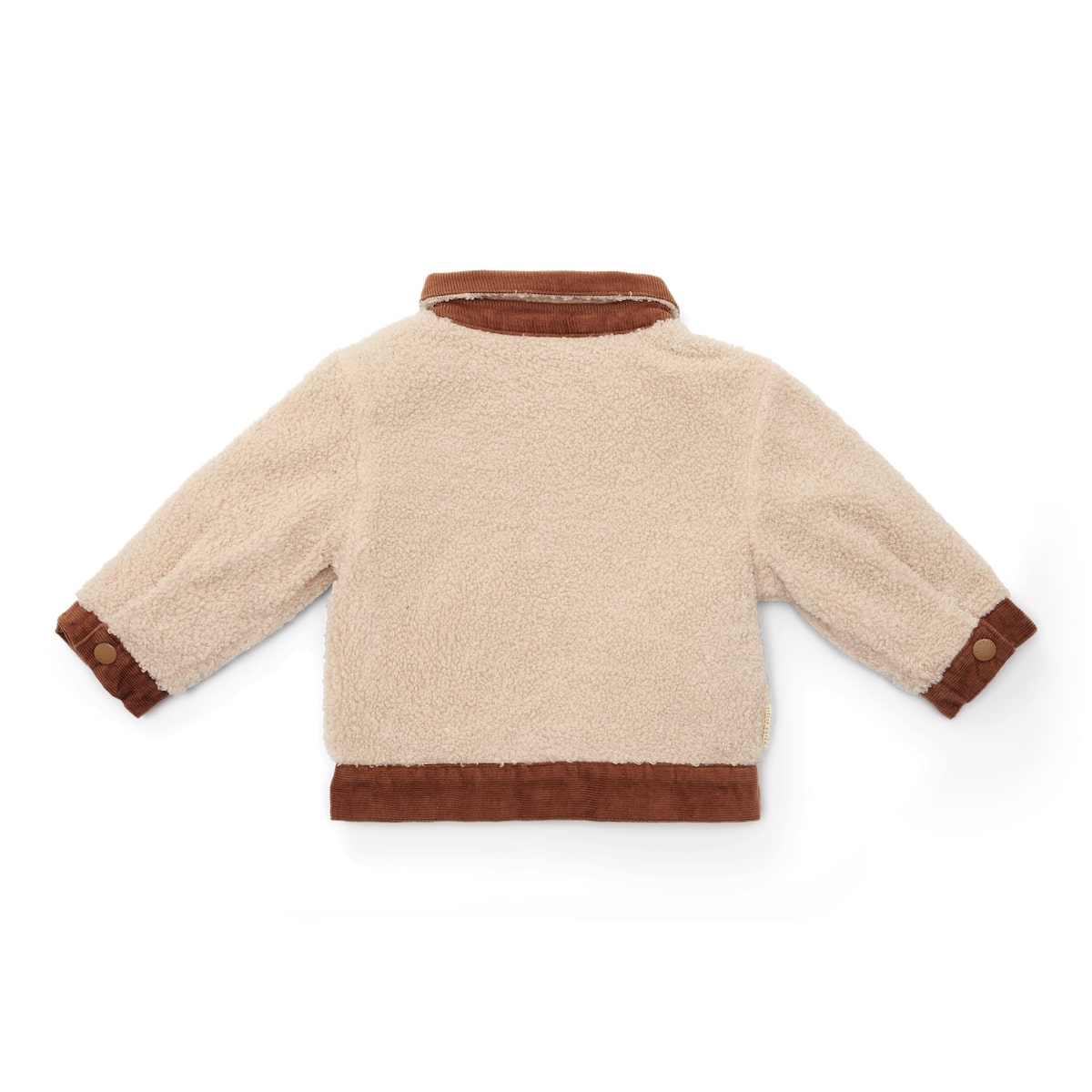 Reversible: ribstof en teddy in één! Blijf warm en stijlvol met deze comfortabele en stoere jas in brown/sand van Little Dutch. Aan de ene kant heeft deze schattige jas een mooie en zachte corduroy (ribstof) en de andere zijde is gemaakt van een zachte, pluche teddystof. VanZus