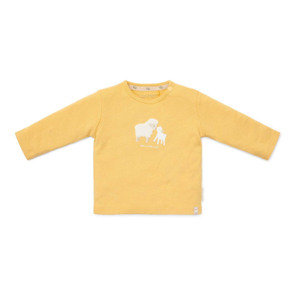 Dit t-shirt met lange mouw in de kleur warm yellow van Little Dutch wordt vast één van de favorieten van zowel mama als je kleintje!  De longsleeve heeft een mooie gele kleur en een print van een schaap en een lammetje op de borst die geïnspireerd is door de boerderij. VanZus