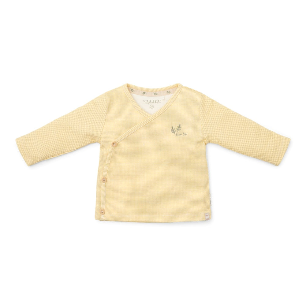 Hoe leuk is dit overslag t-shirt met lange mouw in de kleur warm yellow check van Little Dutch? Dit zachte en comfortabele shirt is gemaakt van biologisch katoen en voelt fijn aan op de huid. VanZus