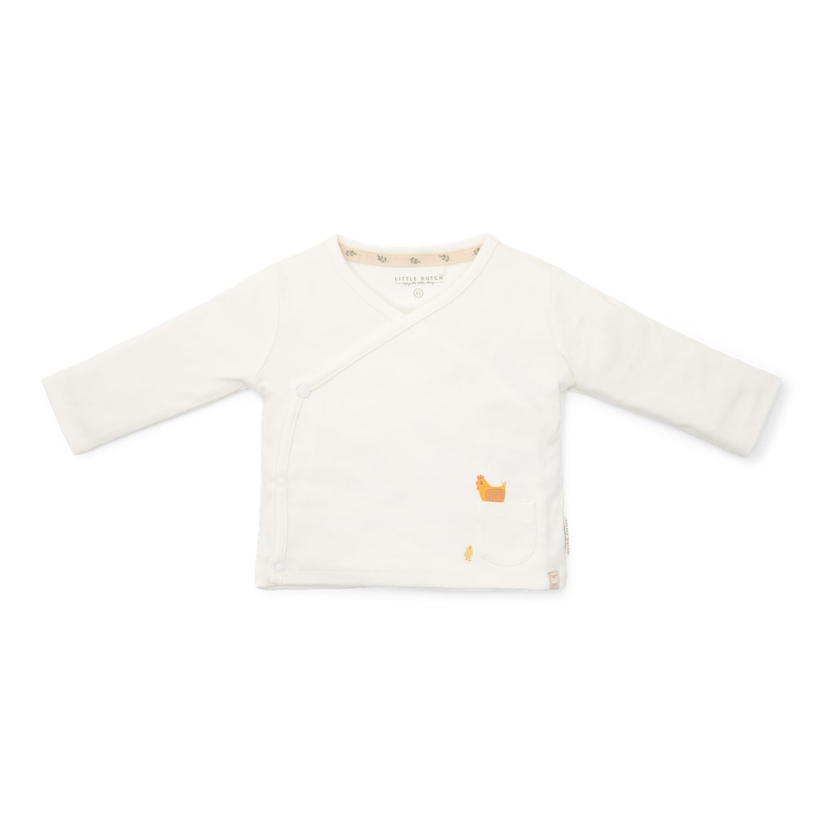 Hoe leuk is dit overslag t-shirt met lange mouw in de kleur off white van Little Dutch? Dit zachte en comfortabele shirt is gemaakt van biologisch katoen en voelt fijn aan op de huid. VanZus