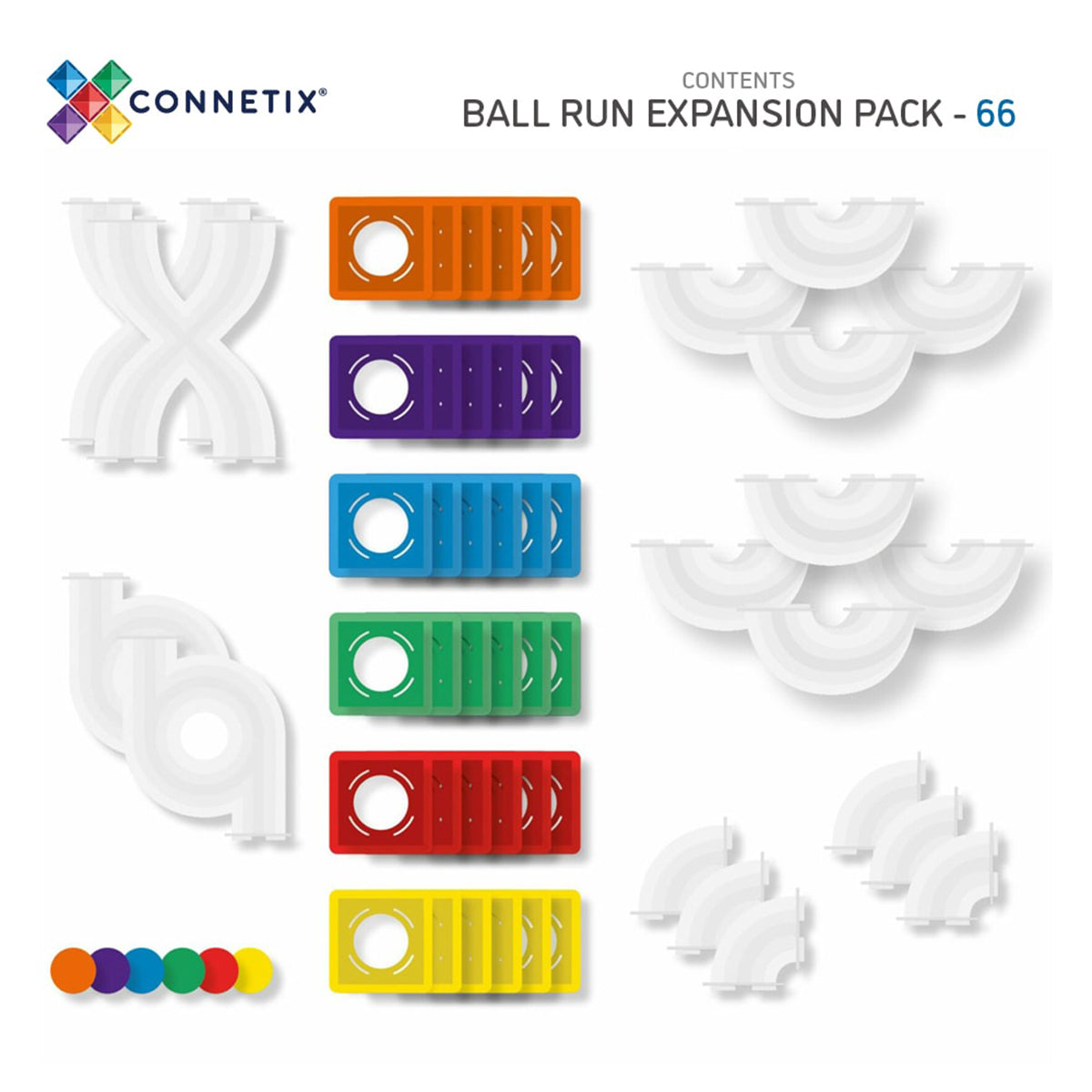 Bereid je voor op uren speelplezier met deze fantastische Connetix rainbow ball run expension pack 66 stuks! Deze set bevat nieuwe exclusieve bouwstukken en coole buizen waarmee het bouwen van parcours nog veel leuker wordt! VanZus