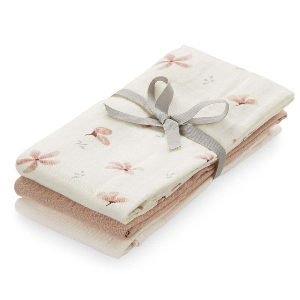 Cam Cam Copenhagen windflower crème Mousseline Doeken,  3-pack, 30 x 30 cm, 100% organisch katoen, enorm zacht. Te gebruiken op de commode of in de kinderwagen. Machinewasbaar. VanZus