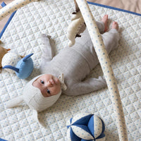 De Cam Cam Copenhagen babygym capri is perfect voor je baby's ontwikkeling en plezier. 100% biologisch katoen, met kleurrijke speeltjes. Met lichte frame en verstelbare boog. Leuk als kraamcadeau. VanZus