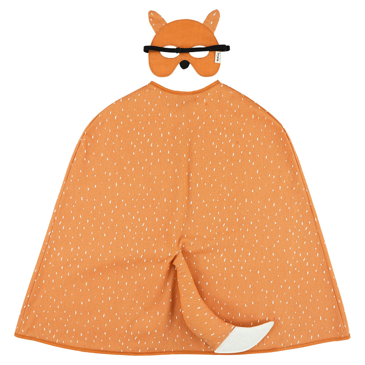 Laat je fantasie de vrije loop met de Trixie Mr. Fox cape en masker! Deze betoverende verkleedset transformeert jou in een stoere vos, compleet met een speels staartje aan de achterkant van de cape. VanZus.