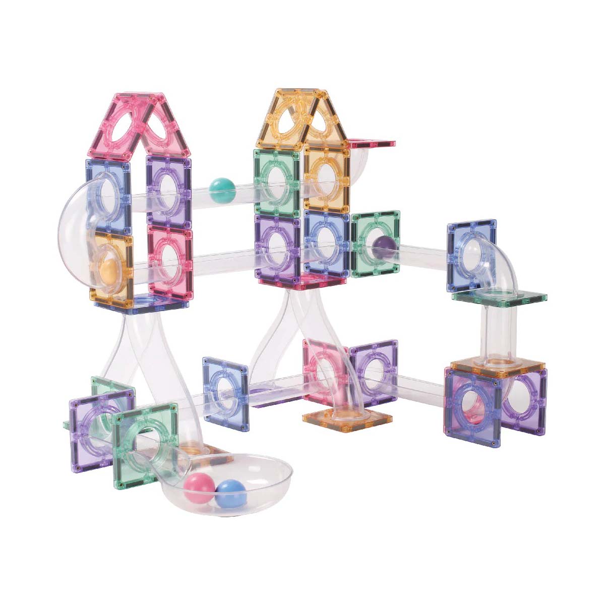 De Cleverclixx ball run clever pack pastel 110 stuks is de perfecte set waarmee je hele mooie magnetische bouwwerken en ball runs kunt maken. Met deze set kan je kindje al zijn creativiteit kwijt. VanZus.