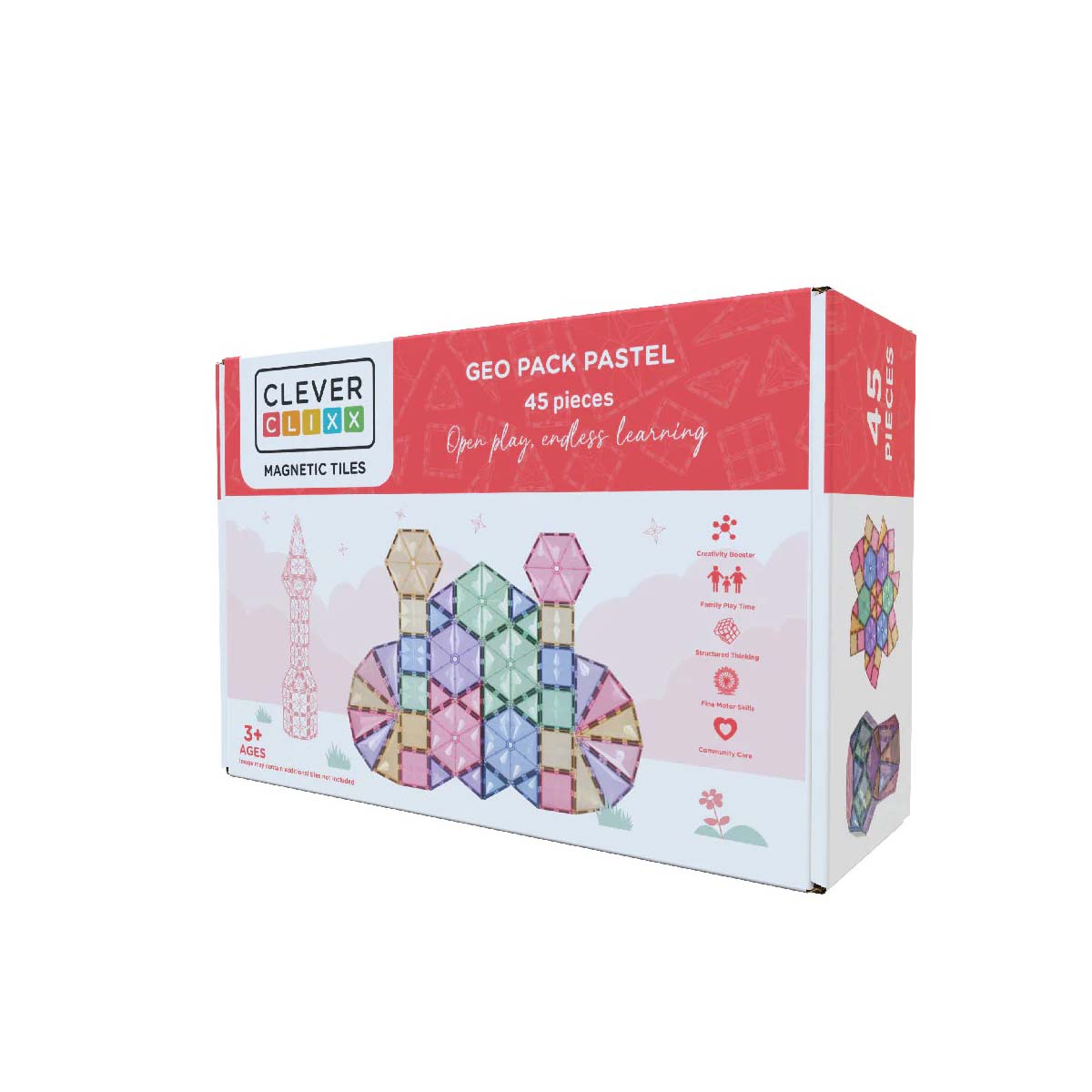 Het Cleverclixx geo pack pastel 45 stuks is een perfecte set wanneer je je kindje wilt laten kennis maken met magnetisch bouwen. Deze variant is ook goed te gebruiken als uitbreidingsset. VanZus.