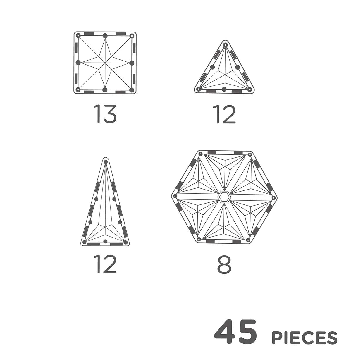 Het Cleverclixx geo pack pastel 45 stuks is een perfecte set wanneer je je kindje wilt laten kennis maken met magnetisch bouwen. Deze variant is ook goed te gebruiken als uitbreidingsset. VanZus.